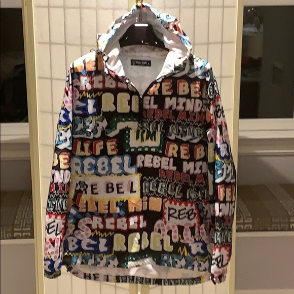 Rebel Minds Jackets Coats Graffiti Logo Anorak Windbreaker L Poshmark